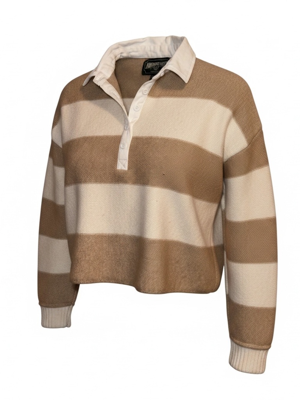 American Eagle Outfitters Striped Rugby Sweater - Beige & Cream